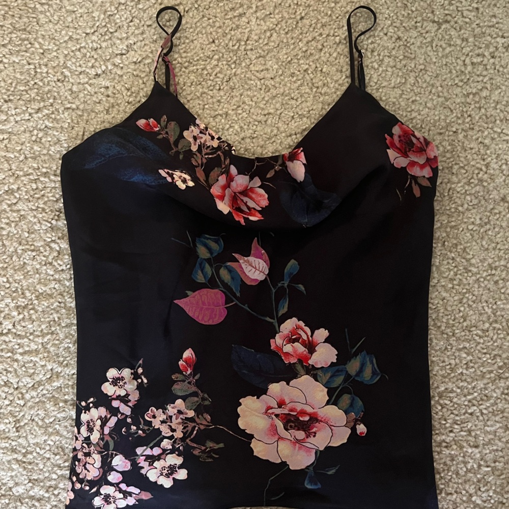 lavender brown silk camisole || floral